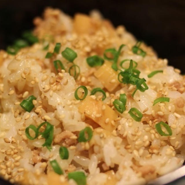 たけのこと鶏挽肉の混ぜご飯　レシピ　