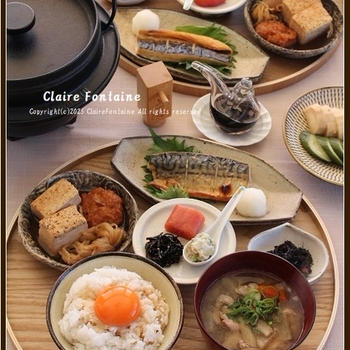 豚汁とＴＫＧがメインの、昼ごはん♪