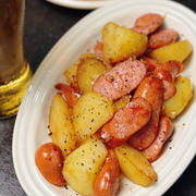 ザ・おつまみ！ビールに最高♪ホクホク×ジューシー「ウインナーとポテトのガーリック炒め」レシピ