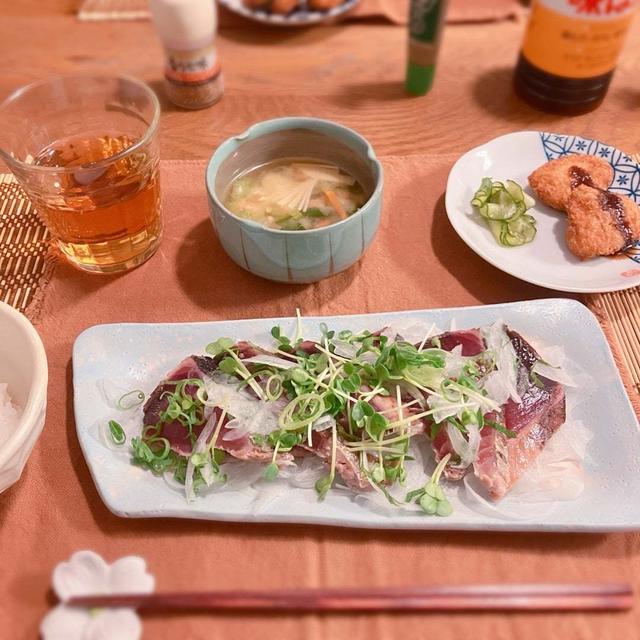 幸せホルモンが出やすくなる、かつおたたき晩ごはん