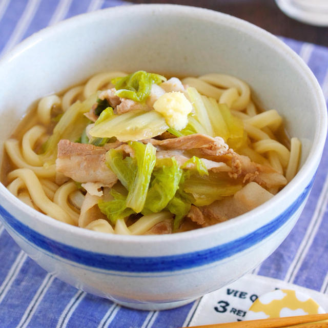 鍋に重ねて放置で5分♪包丁いらず♪『豚バラ白菜のしょうがあんかけうどん』