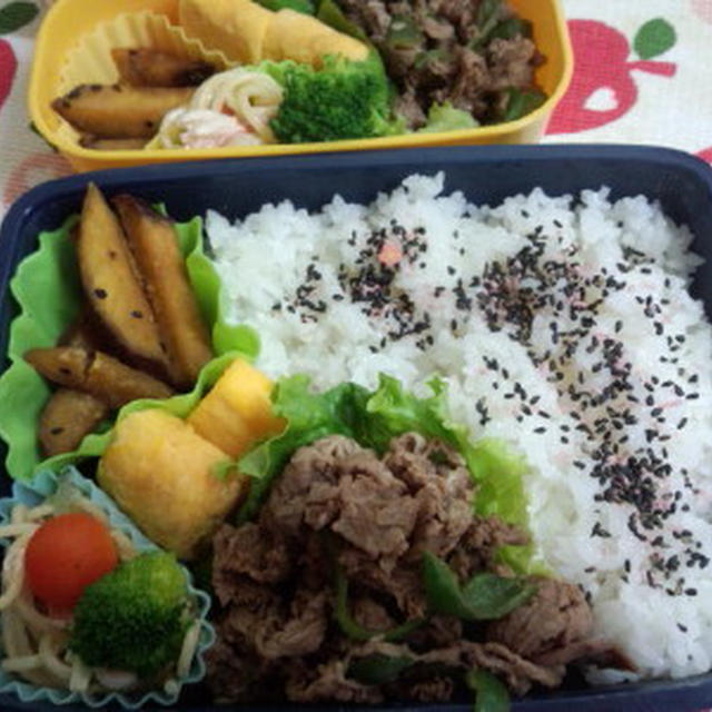 牛肉とピーマンのウスターソース焼きのお弁当
