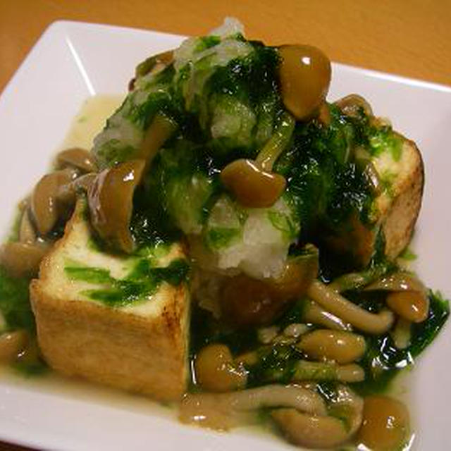 焼き厚揚げの青のりあんかけ