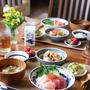海鮮丼と肉じゃが。お祝いごはんは手巻き寿司。