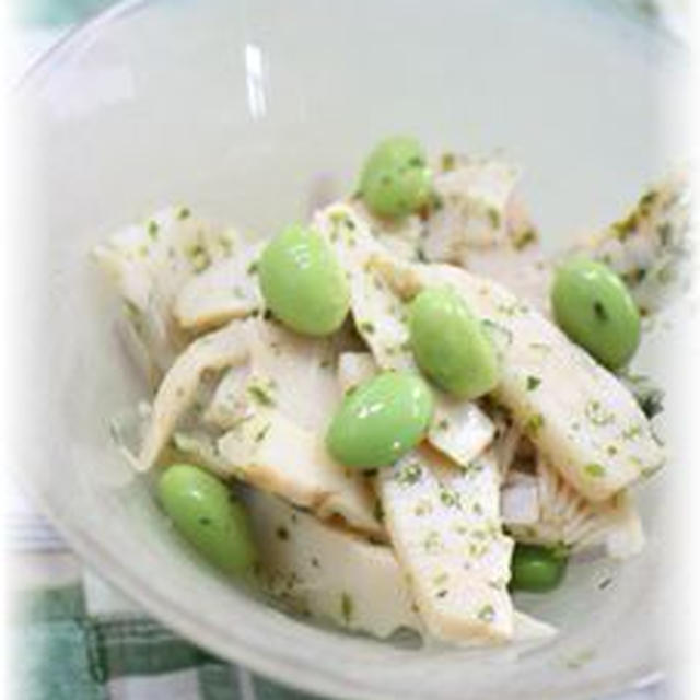 タケノコ　青海苔醤油レモン。　と朝御飯。