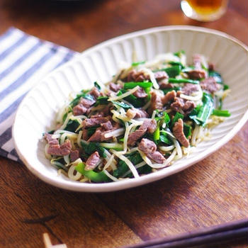 電子レンジdeラム肉ともやしとニラの生姜オイスター和え【#簡単レシピ #時短料理 #レンチン #電子レンジ料理 #レシピ #おかず #ラム肉 #チャプチェ #クミン】【レシピ2279】