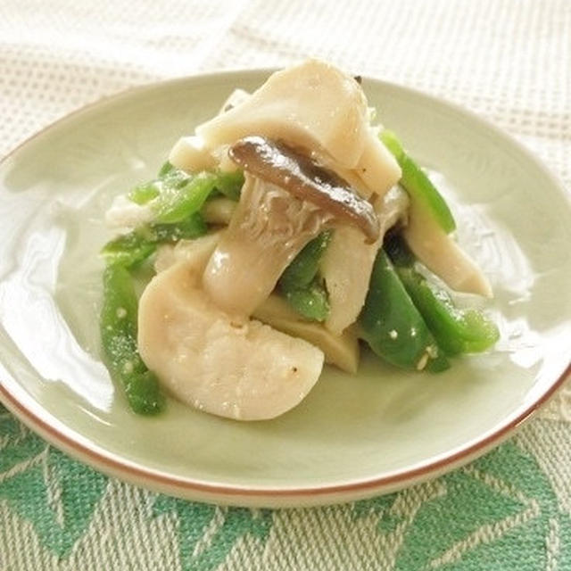 クックパッドニュース掲載♪レンジで簡単副菜　エリンギとピーマンの旨塩ナムル