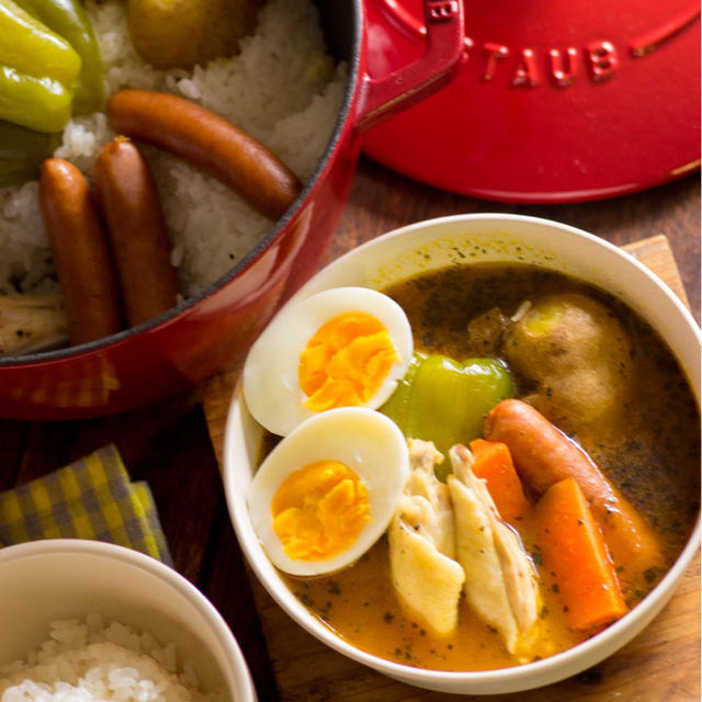 特別なスパイスなしでも本格スープカレーとご飯と炊き込むスープカレーの具レシピ