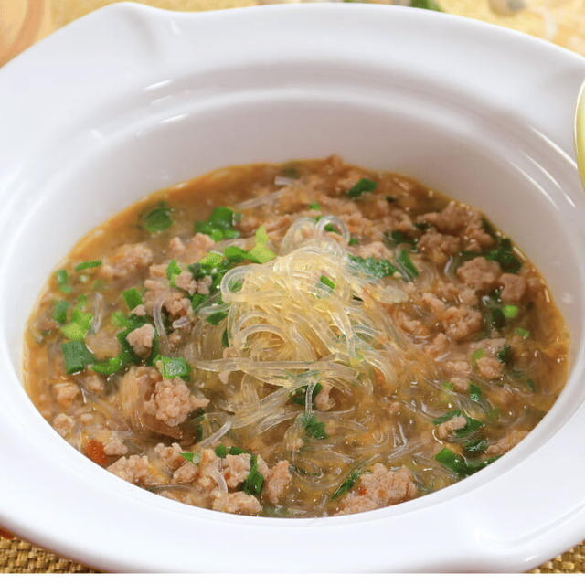 【ピリ辛担々春雨スープ】絶対美味しい春雨スープレシピ！ニラと挽き肉が旨味を引き立てる！【219kcal】