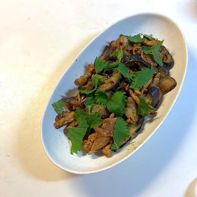なすと豚肉のカレーみそ炒め