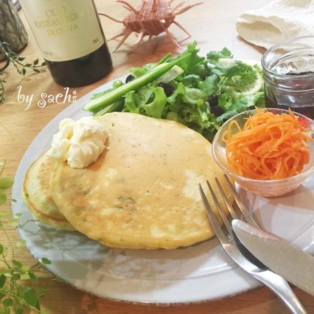 パクチーパンケーキde朝食ワンプレート♡