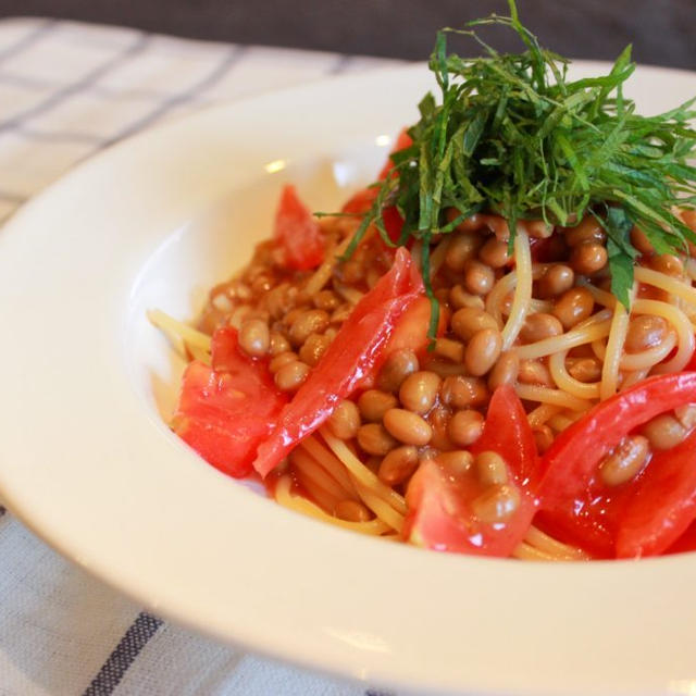 【混ぜるだけ！】納豆とトマトの冷製パスタ