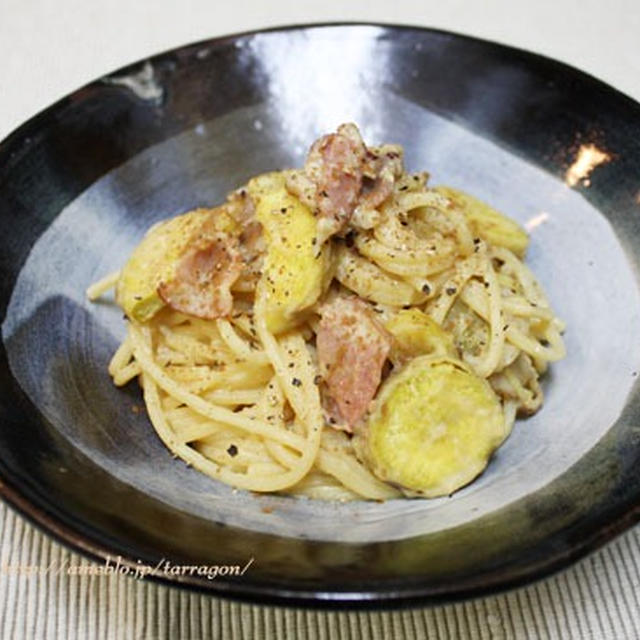 サツマベーコンのジンジャー味噌パスタ