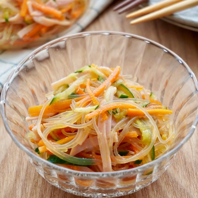 チュルン食感が癖になる！レンジで作れる春雨サラダ#簡単#つくりおき