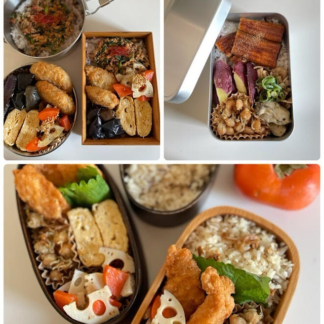 秋色弁当◎1週間分の日持ちおかず作り～1週間のお弁当（アラカンオット＆女子大生用）