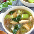 寒すぎて怪しすぎて。細切りささみと青梗菜のとろみ春雨中華スープ