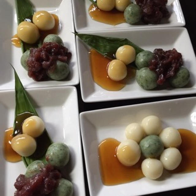 お豆腐のよもぎ白玉