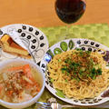 ２月２２日　日曜日　雲丹クリームスパゲッティと、豆乳鍋（２日分の晩ごはん）