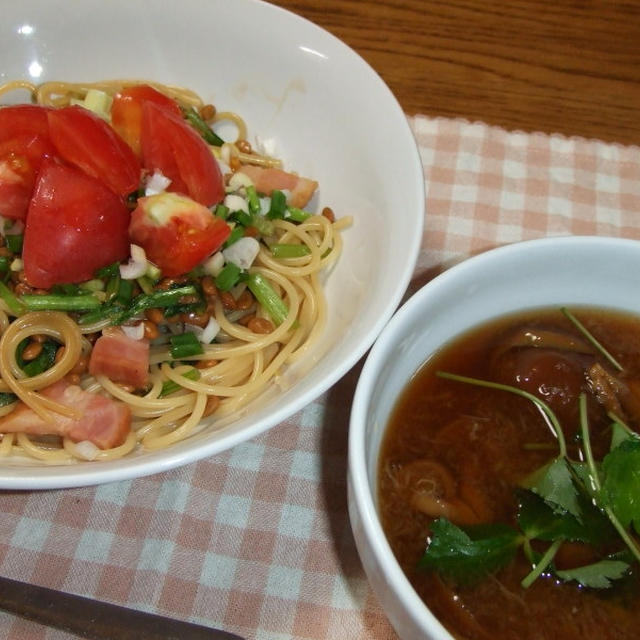 小松菜入り納豆スパゲティ