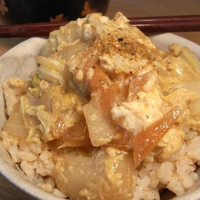 残り汁で、白菜玉子丼｜水滸伝