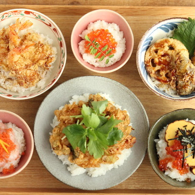 お正月料理の残りでミニ丼いろいろ