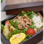 中学生男子弁当｜豚肉の甘辛炒め｜チーズとカニカマの卵焼き｜フレンチハーブミックスのジャーマンポテト
