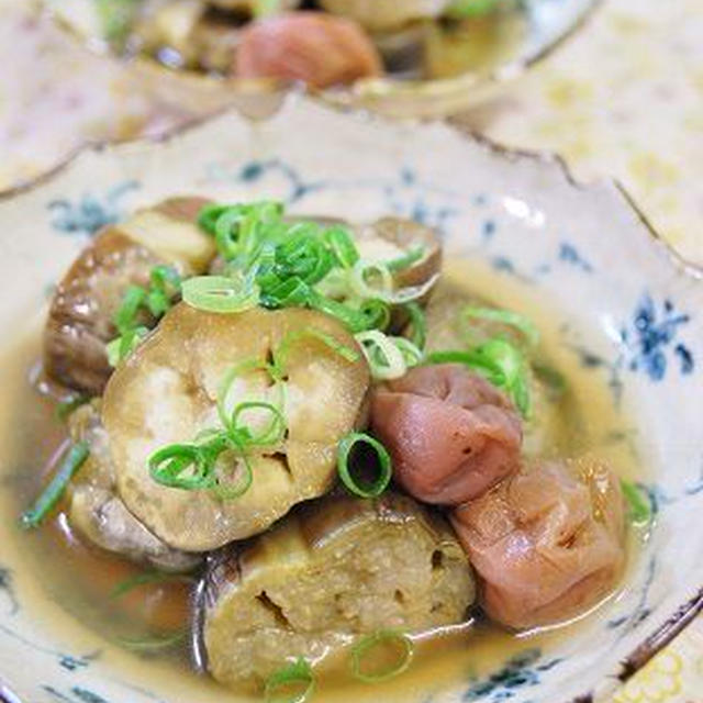 蒸し茄子の梅だし煮