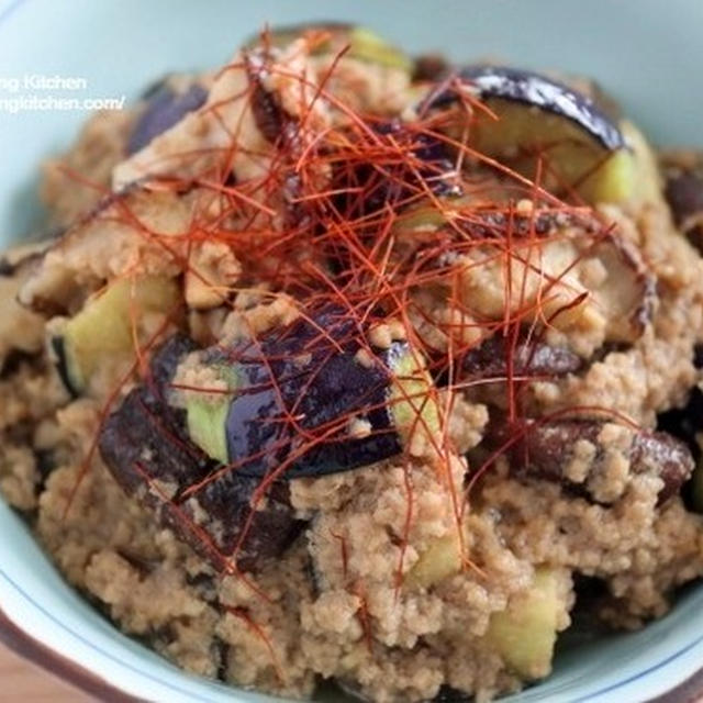 コールドスタートでしっとり♡【レシピ】茄子と椎茸の中華風ひき肉餡