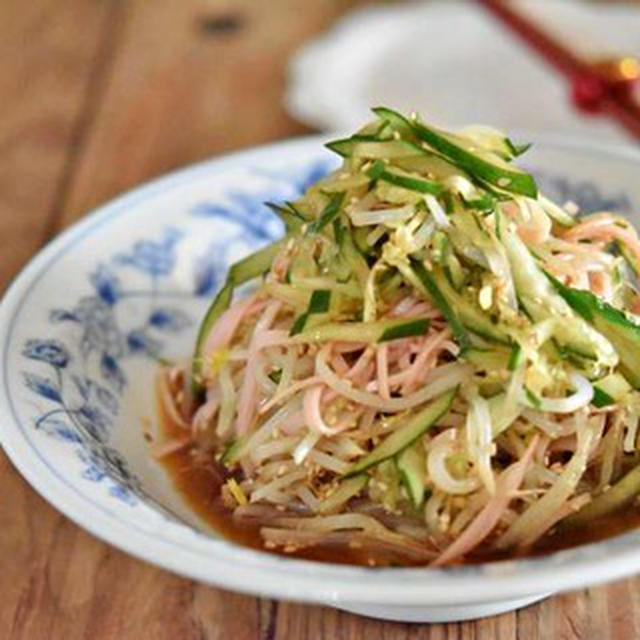 【もやし節約レシピ】酸味がやさしいもやしとハムの中華風サラダの作り方