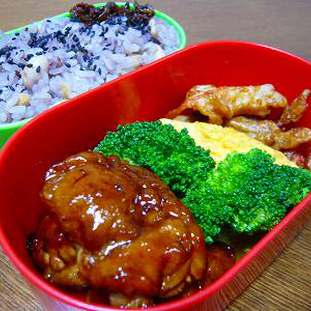 『豚肉のにんにく黒酢醤油』のお弁当♪