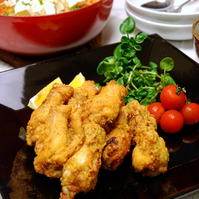 トマトとクリチのピラフ　＆　チキンのカレー風味揚げ