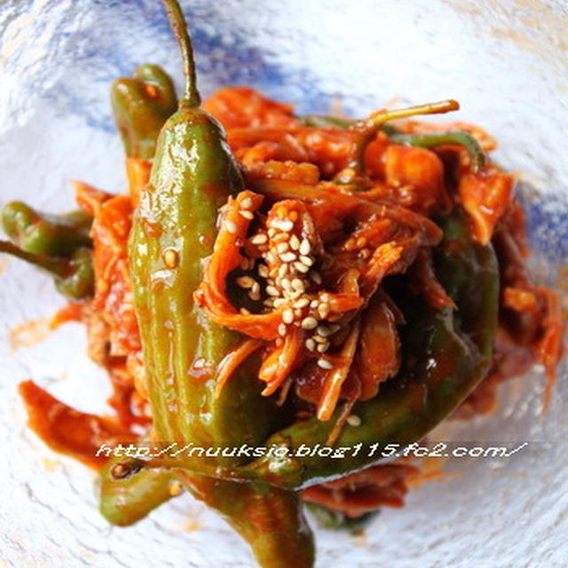 ～韓国おかず～ ししとうと鶏肉のチョ・コチュジャン和え＆甘酢炒め