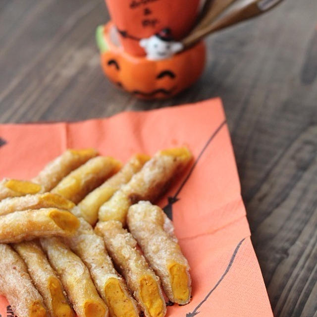 ■かぼちゃの生春巻き揚げ*シナモンシュガーで♪