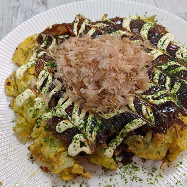 【豚玉焼き】ダイエット中でも食べられる、お好み焼き風、豚玉焼き。