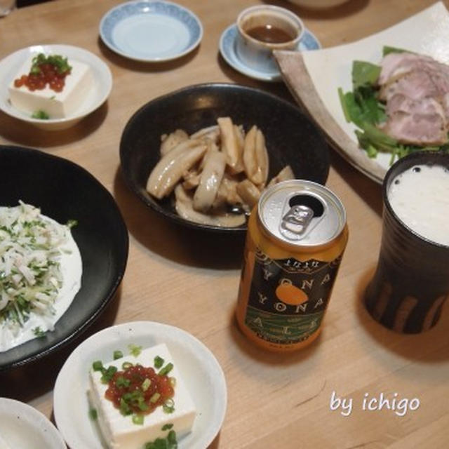 娘夫婦とよなよなエール＆箕面地ビールでうち飲み＆簡単すじこの下処理等々