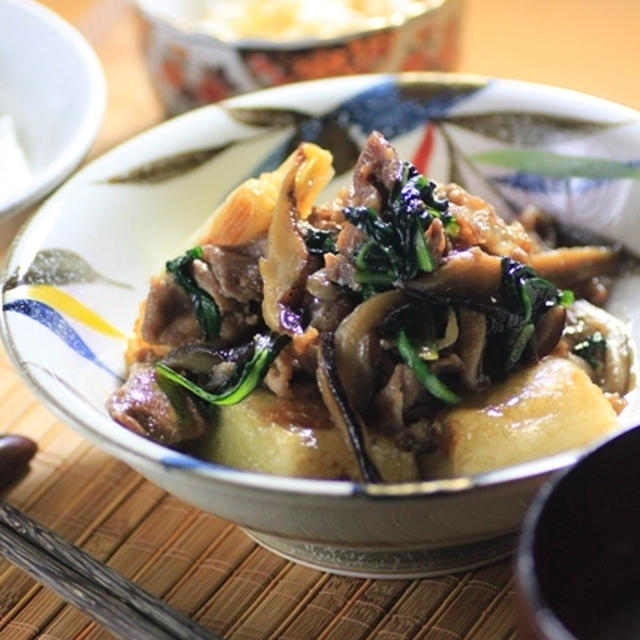 揚げだし豆腐と豚肉の炒め煮