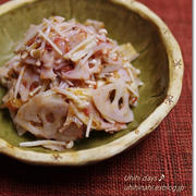 れんこんとえのきの梅おかかあえ　と　鮪納豆丼