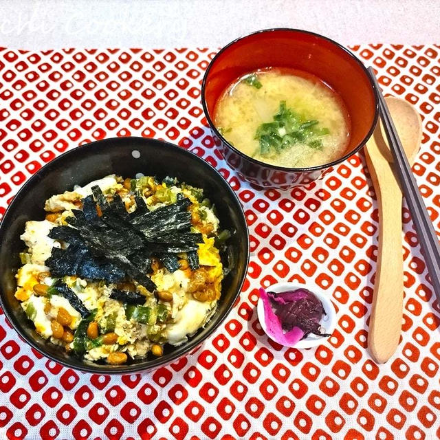 納豆の卵とじ丼