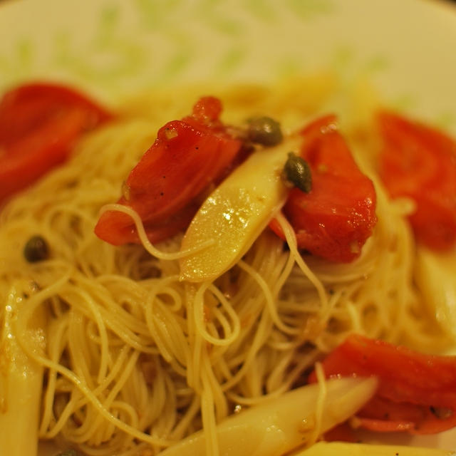 ホワイトアスパラの冷たいパスタ