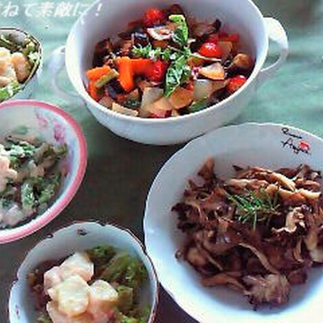 野菜尽くしの献立☆夏野菜のトマト煮ほか♪