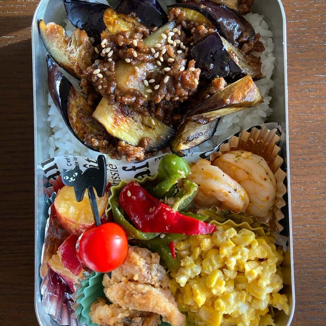 茄子とひき肉の甘味噌丼弁当