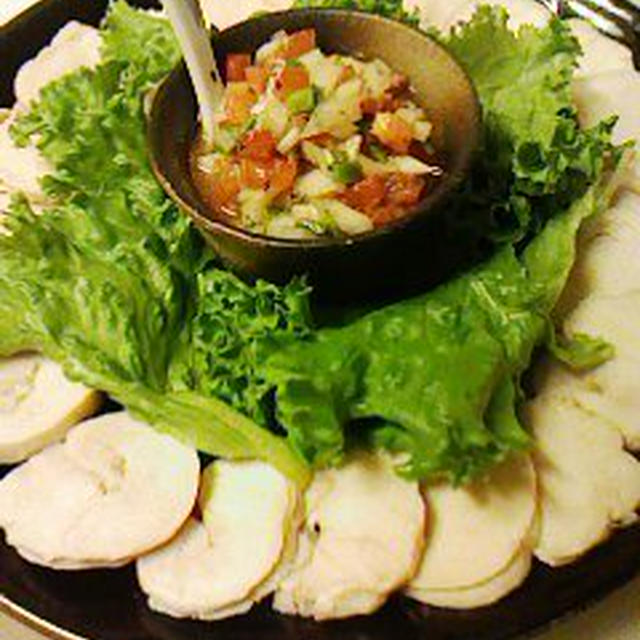 ●冷凍してあった鶏ハムをフレッシュソースで