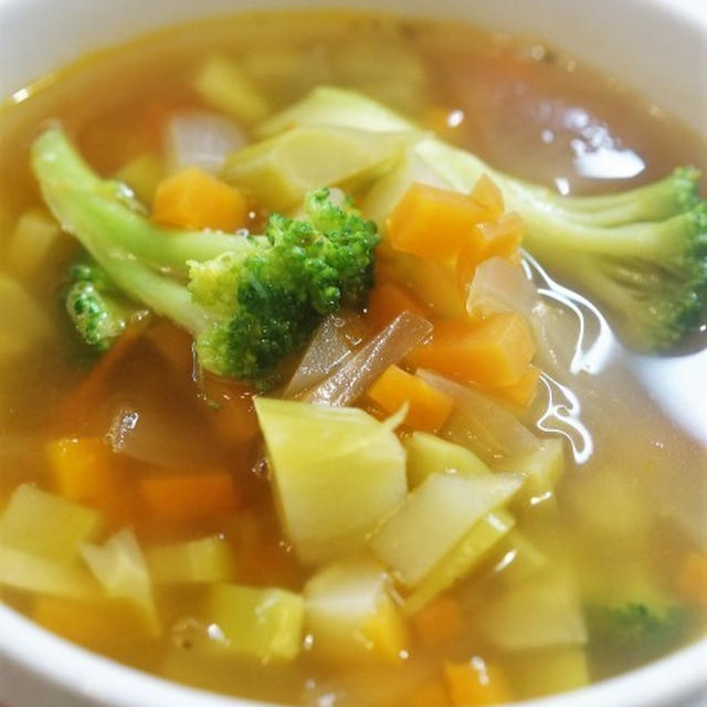 ■デトックススープ【美容と健康に　大量のブロッコリー芯・人参・玉ねぎ・ミニトマトのスープ】