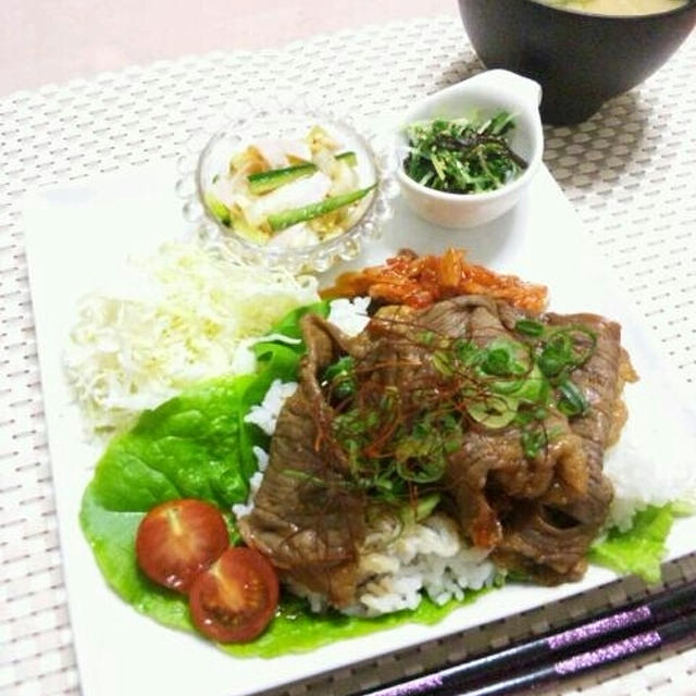 ＊晩ごはん＊～ピリ甘辛 ♡ 焼肉丼～