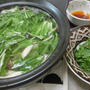 韓国風→和風と時間差で味変♪　さば缶で白菜と水菜の二層鍋