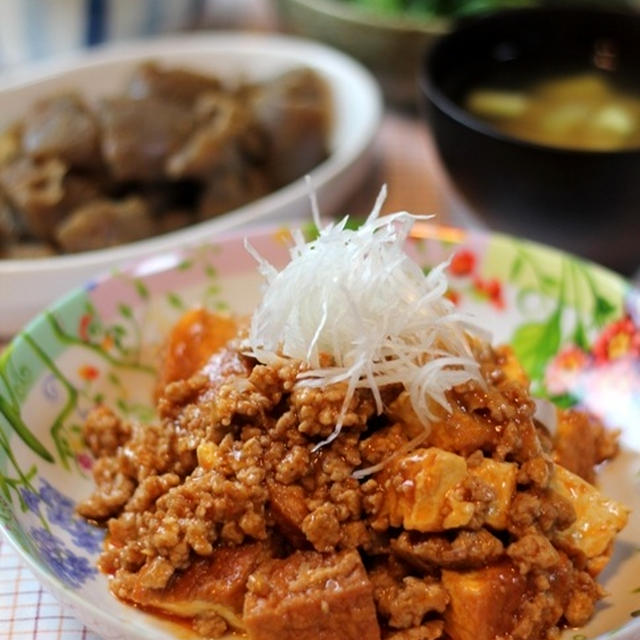 厚揚げと豚挽肉のチリソース炒め