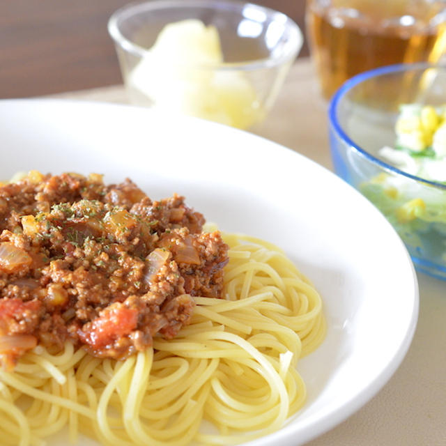ミートソースのランチ
