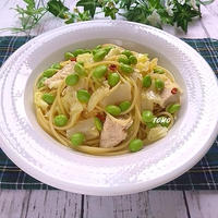 ぐんまクッキングアンバサダー♪夏休みのお昼ご飯にも！群馬県産豆王（枝豆）と鶏肉のペペロンチーノ