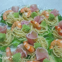 ママーの早ゆでパスタ～海老と生ハムのペペロンチーニ♪