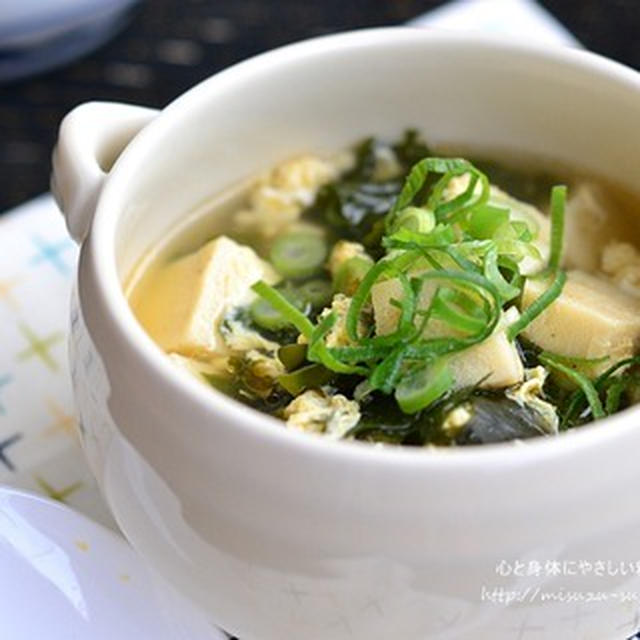 【筋肉・節約レシピ】高野豆腐とわかめのかきたまスープ